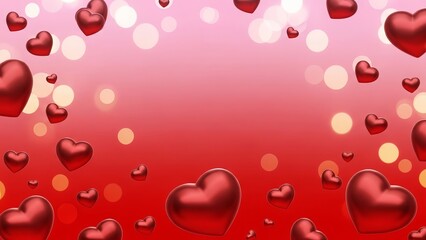 Saint-Valentin Background With Glossy Heart Ornaments and Soft Romantic Celebration Mood