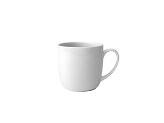 Classic simple white ceramic coffee mug isolated on a black background with a subtle sheen