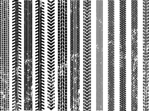 Tire Track Textures and Tread Marks Set