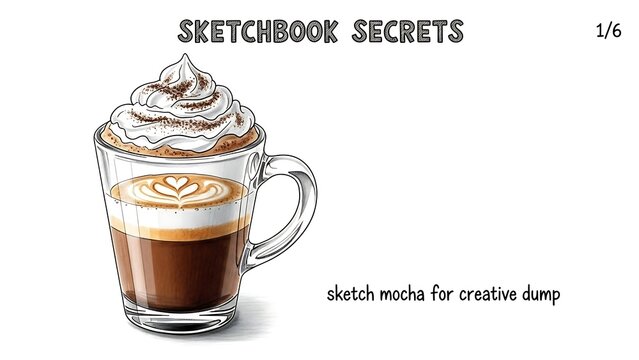 Sketchbook mocha coffee cup illustration.