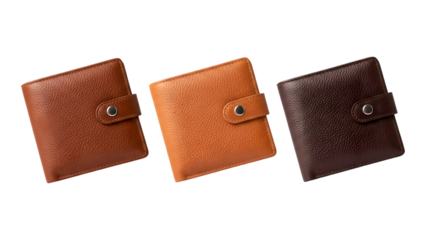 Leather wallets isolated on transparent background
