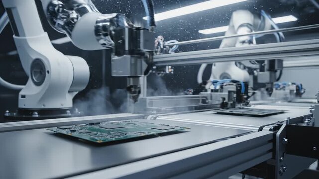 Robot arm assembling circuit board