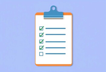 Flat icon of a clipboard with check marks indicating a completed to-do list,  organization,  management