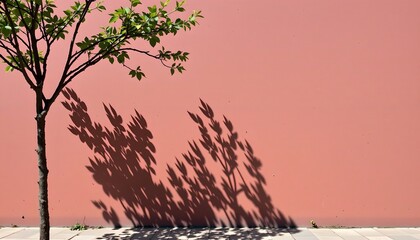 Serene Tree Shadows Reddish Pink Textured Surface