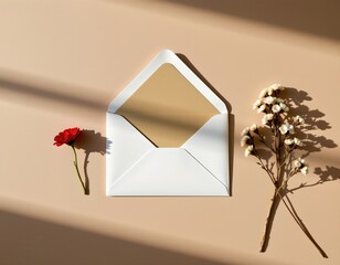 Serene Flat Lay Stationery and Dried Flowers Soft Light