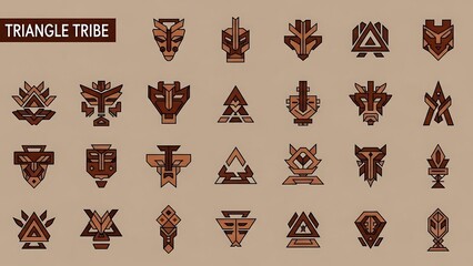 Collection of tribal triangle symbols.