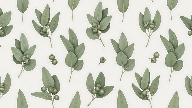 Eucalyptus leaves pattern on white background. - Powered by Adobe