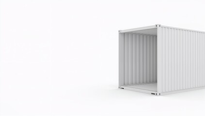 White Open Shipping Container on White Background 3D Render