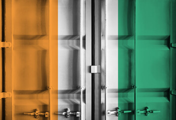 Shipping container with Ivory Coast national flag overlay