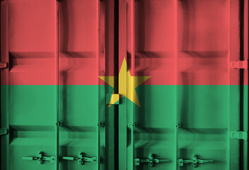 Shipping container with Burkina Faso national flag overlay