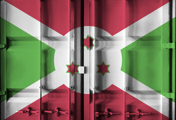 Shipping container with Burundi national flag overlay