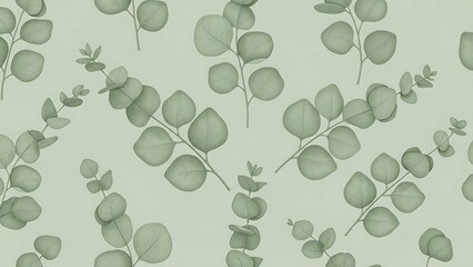 Eucalyptus leaves pattern on fabric background.