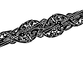 Intricate Black and White Knotwork Pattern of Ancient Intertwined Abstract Art pattern