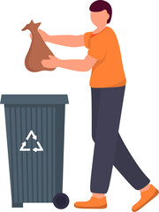 Illustration of Person Throwing Garbage in Bin