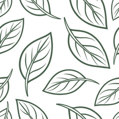 Seamless Leaf Pattern, Botanical Design, Greenery Texture, Natural Elements, Floral Repeat For Fabric And Wallpaper