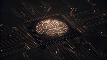 Illuminated brain on circuit board