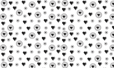 Black and White Heart Pattern Background Design Element