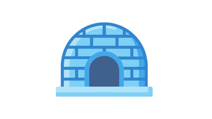 Fototapeta premium Ice igloo with blue bricks and doorway