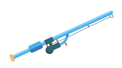 Simple blue fishing rod and reel on a clean white background, ready for outdoor adventure.