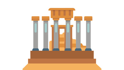 Ancient Greek temple with test tubes on display