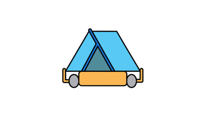 Vibrant blue tent on a yellow cart for outdoor adventures freely