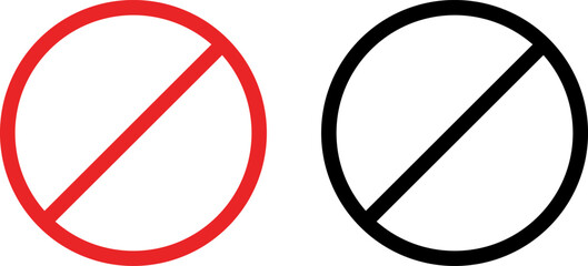 Red and black universal prohibition or no entry sign indicating restriction or stop