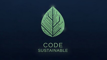 Sustainable coding eco friendly technology logo.