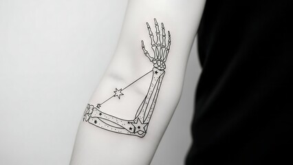 Tattooed arm with bow and arrow.
