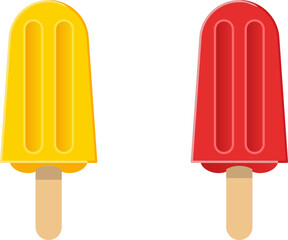 Refreshing yellow and red popsicles a classic frozen dessert treat