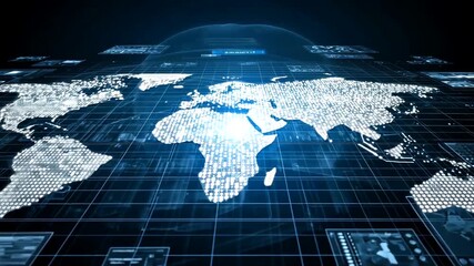 Global digital network connection technology with world map and binary code. - Powered by Adobe