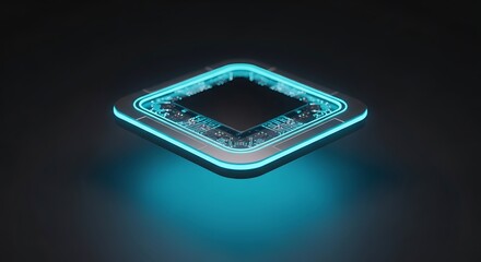 Glowing Microchip Technology - Futuristic Electronic Circuitry.