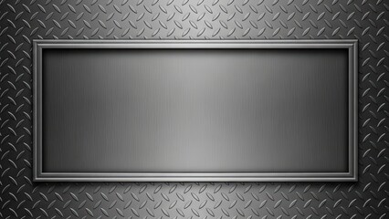 Blank Metal Sign on Diamond Plate Background.