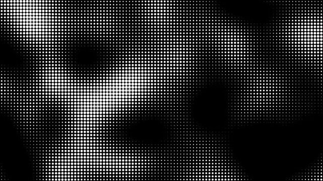 Abstract black and white halftone gradient animation with dotted comic pattern. Seamless looping retro monochrome motion background in 4K, ideal for tinting, alpha use, or overlay layers.