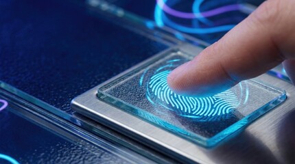 Fingerprint recognition technology modern labs image of security digital environment close-up view innovative concepts for access control