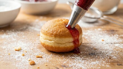 Delicious jam-filled pastry creation kitchen food photography rustic setting close-up culinary art