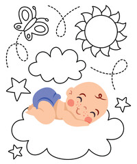 Doodle Drawing With Cartoon Baby