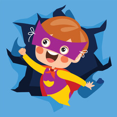 Cartoon Kid Punching The Paper