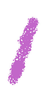Hand drawn chalk slash icon with grunge style and oblique font mark. Purple solidus character as quote punctuation element. Artistic symbol for quotation and unique modern accent.