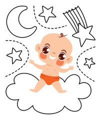 Doodle Drawing With Cartoon Baby