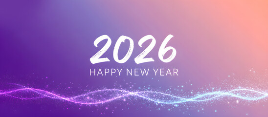 Festive 2026 New Year Greeting with Sparkling Waves