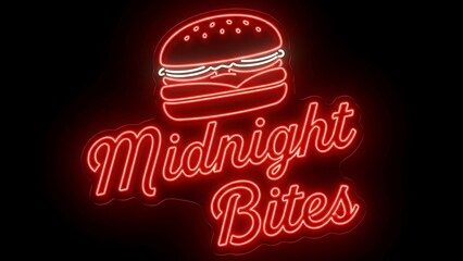 Neon sign of a midnight burger.