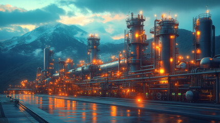 Create a minimalist industrial depiction of a pipeline