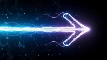 Fototapeta premium Glowing Neon Energy Arrow Pointing Forward Symbolizing Progress, Speed, and Digital Innovation