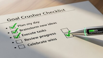 Obraz premium Goal setting checklist with pen.