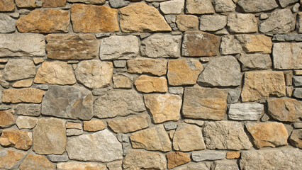 Obraz premium Stone wall made of various colored rocks in a pattern during daylight hours at an outdoor location