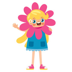 Cartoon Kid Wearing Flower Costume