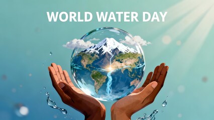 World Water Day Vector Art Globe and Water Drop Symbol