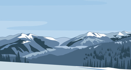 Winter Highlands Forest Landscape design art