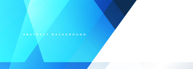 Blue and transparent white modern abstract wide banner with geometric shapes. Png vector illustration