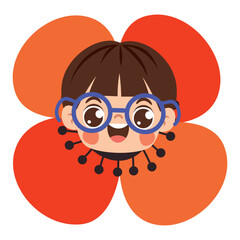 Cartoon Kid Wearing Flower Costume